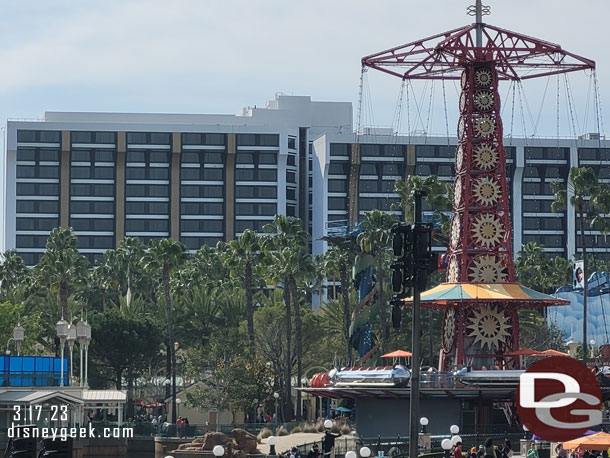 A check of the Pixar Place Hotel status from inside the park.