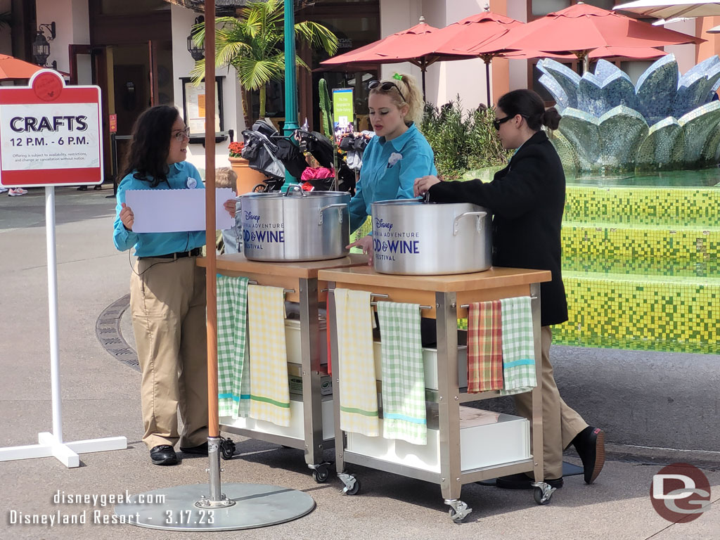 Food and Wine Festival Crafts throughout the afternoon in Downtown Disney