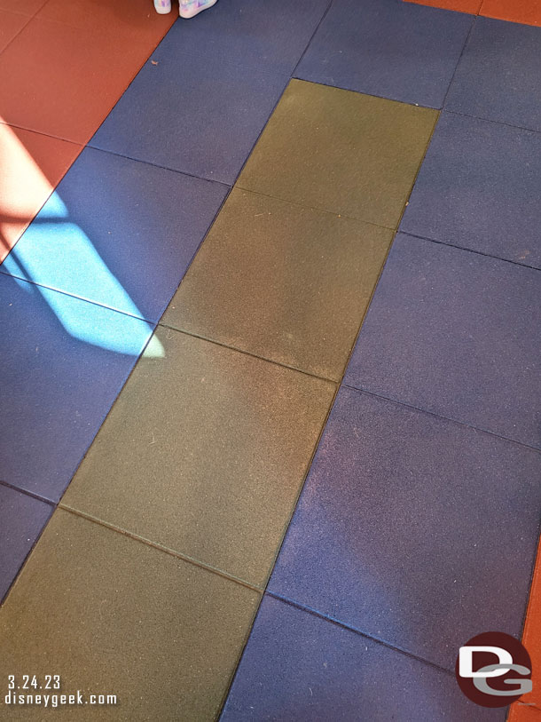 The floor has some give to it as you walk around. It is not hard/concrete.