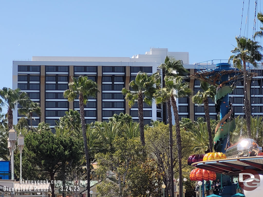 A look at the Pixar Place Hotel. They are still repainting this side of the exterior.