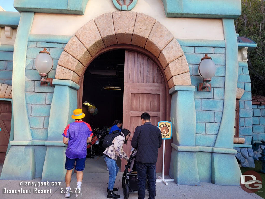 The old Trolley building is now a valet stroller parking. Cast Members give you a numbered ticket to claim your stroller.