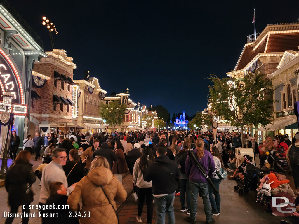 9:19pm - Arrived on Main Street USA and found a spot for Wondrous Journeys.