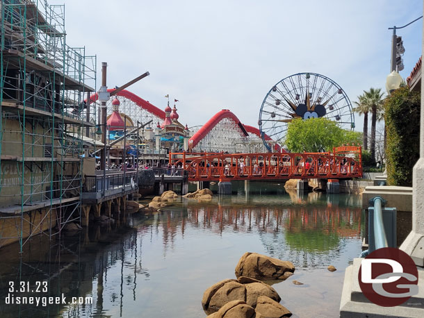 The walls have been removed but no sign of the new towers on the bridge yet.