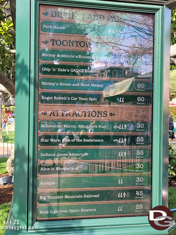 4:50pm - Disneyland Wait times