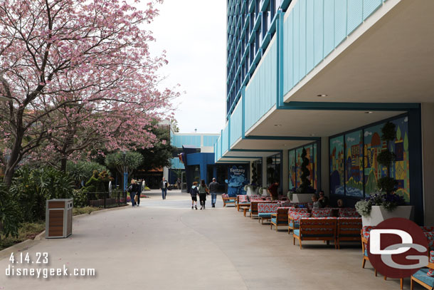 The pavement work in front of the Fantasy Tower is done.