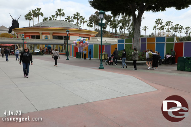 The latest stage of pavement work between the trading post and Monorail station has wrapped up.  Here you can see the old and new.