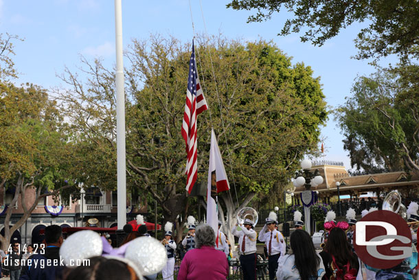 The Nightly Flag Retreat in Town Square minus the Dapper Dans today.