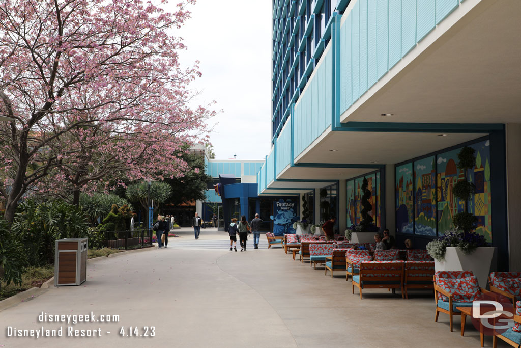 The pavement work in front of the Fantasy Tower is done.