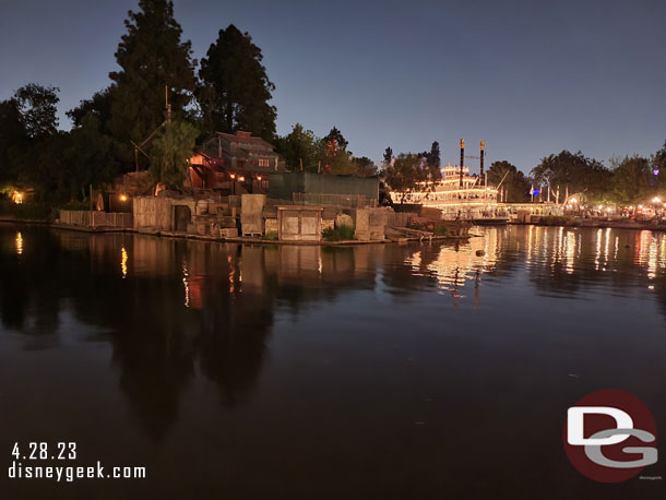 The Rivers of America were calm this evening.  They were not offering Wondrous Journeys projections this evening.