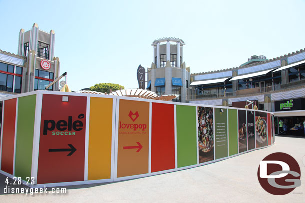 Walls are up around the former Catal, Uva Bar and Sprinkles locations.