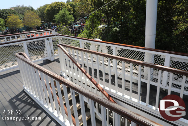 Looks like they may be working on the railings aboard the Mark Twain. The near ones looked stripped down and the outer rail looked like new.