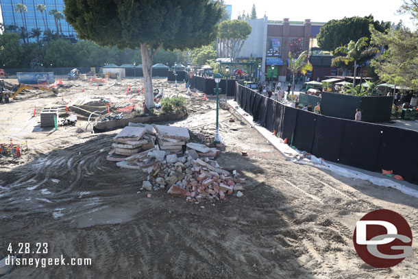 The boundary of the project has been pushed out to the new concrete. The old concrete and planter have been removed.