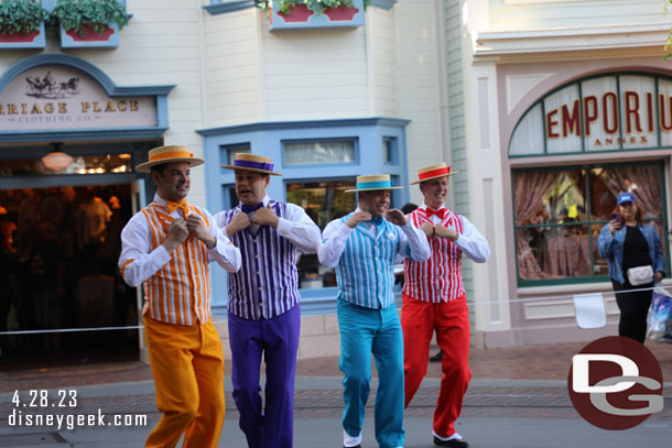 The Dapper Dans performing near the firehouse