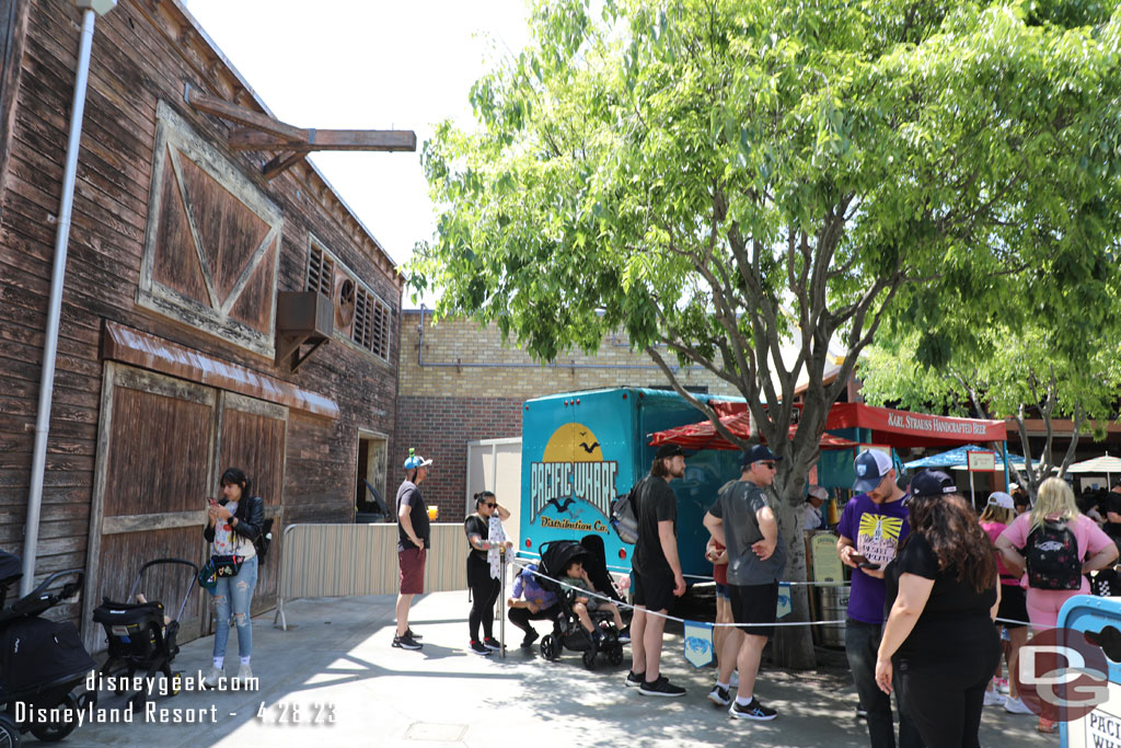 Spotted a barrier and wall near the beer truck.