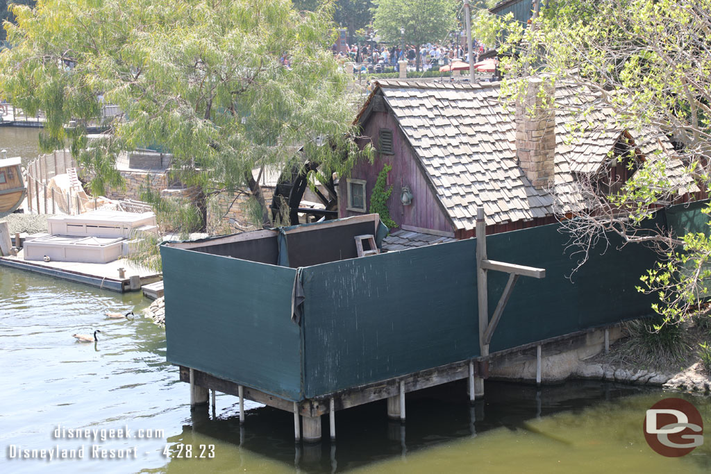 Now a look at Tom Sawyer Island. The front portion has walls up and it looks like they are preparing to reopen the island for guests.