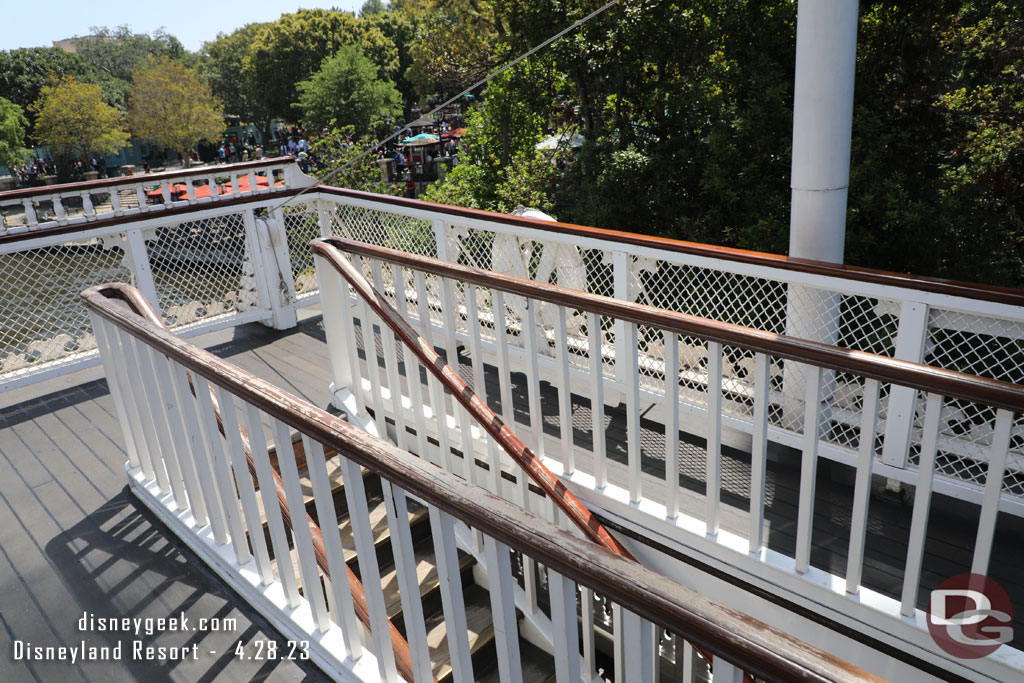 Looks like they may be working on the railings aboard the Mark Twain. The near ones looked stripped down and the outer rail looked like new.