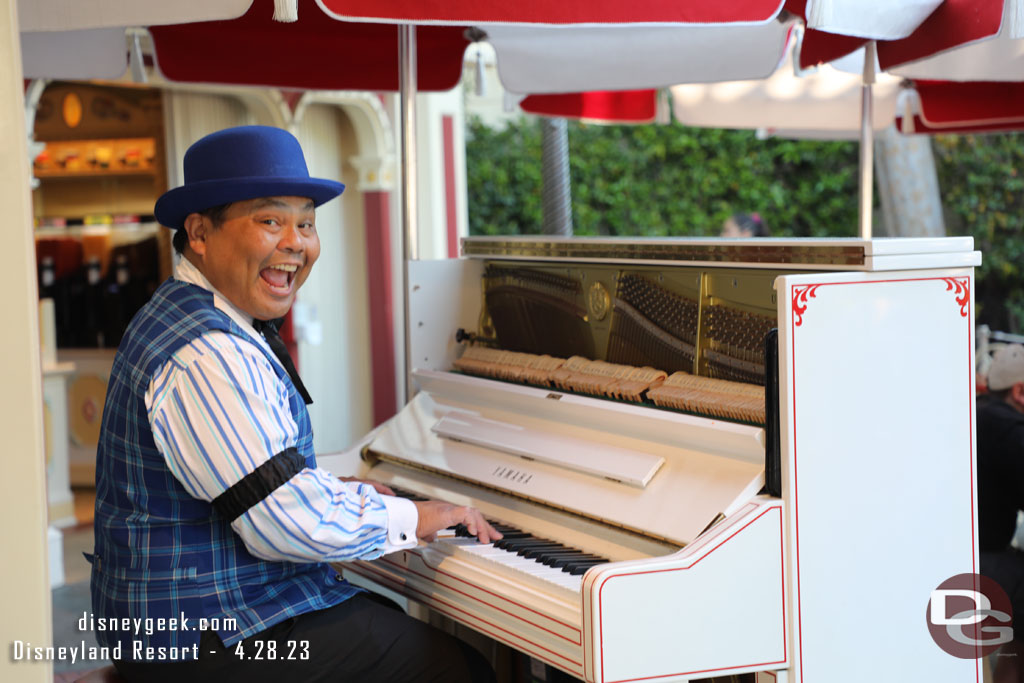 Stopped to listen to the Main Street Piano Player