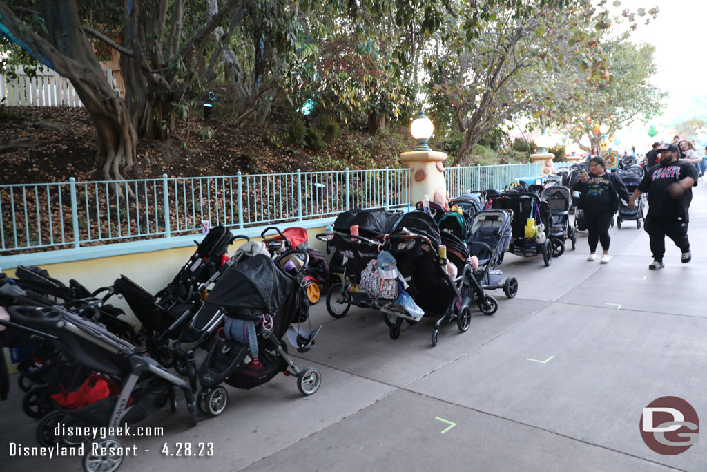 About a third of the entrance walkway was being used for stroller parking.