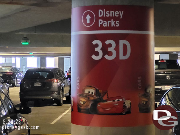 11:47am - Parked in the Pixar Pals Parking structure and on my way.