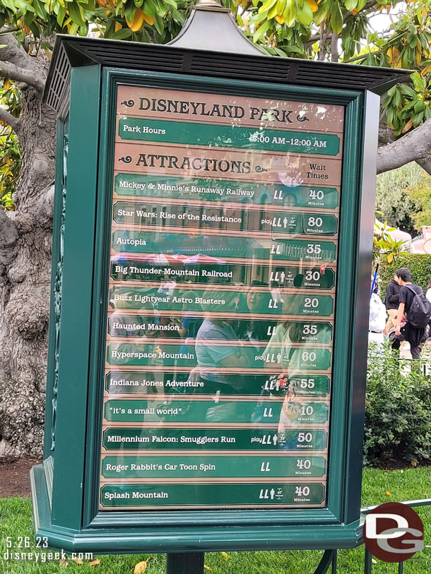 12:33pm - Disneyland Wait times