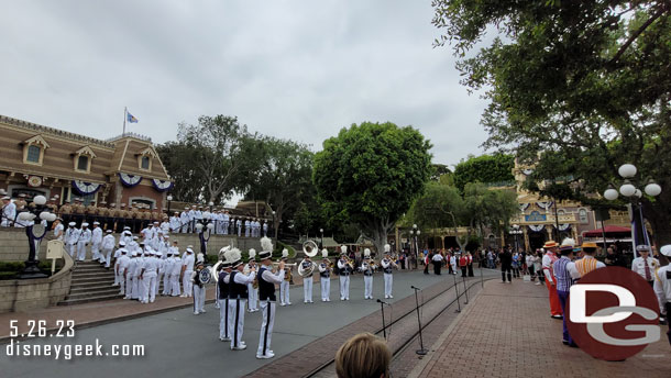 They modified the ceremony slightly with the Band and Dapper Dans being closer to the Train Station and not around the Flag Pole.