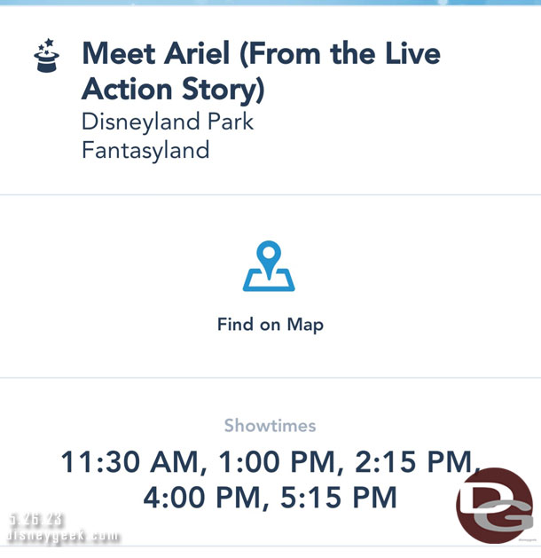 The time schedule for Ariel