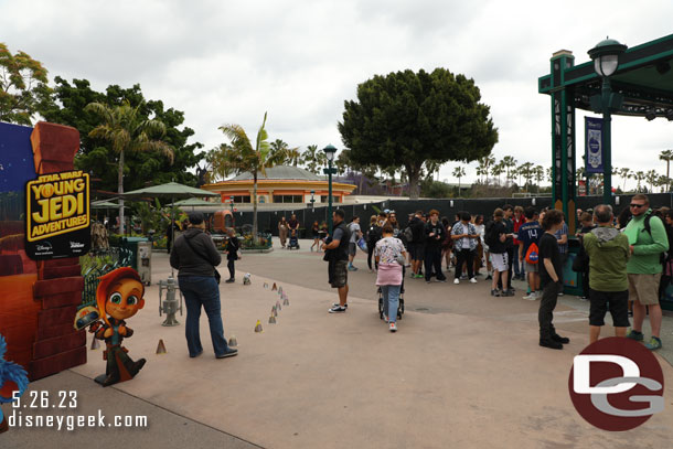 Downtown Disney feels crowded with the narrow walkway due to the construction.