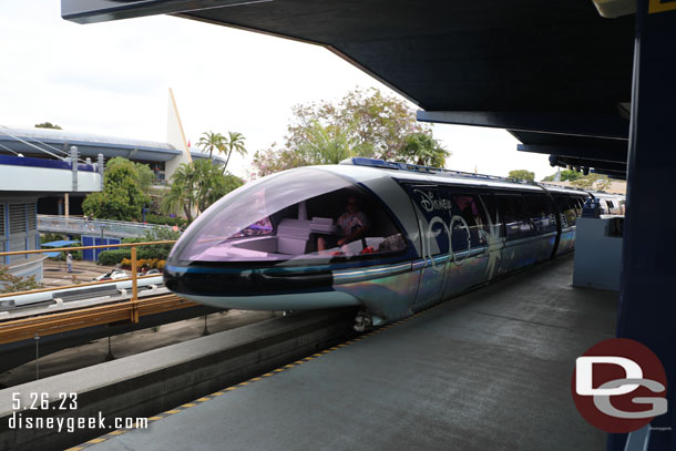 Monorail Blue arriving in Tomorrowland