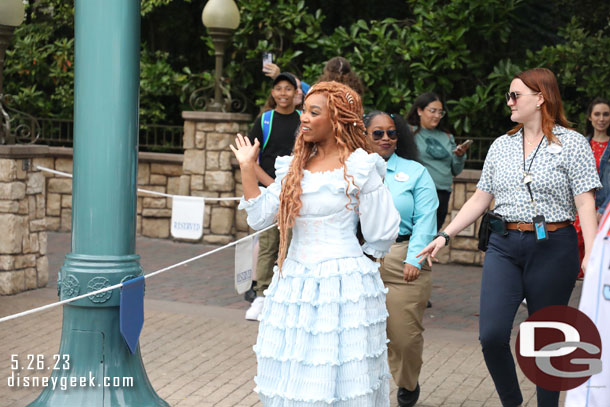 Ariel arriving to meet guests for her final appearance of the day.