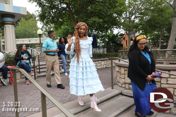 Ariel exiting after meeting with guests.