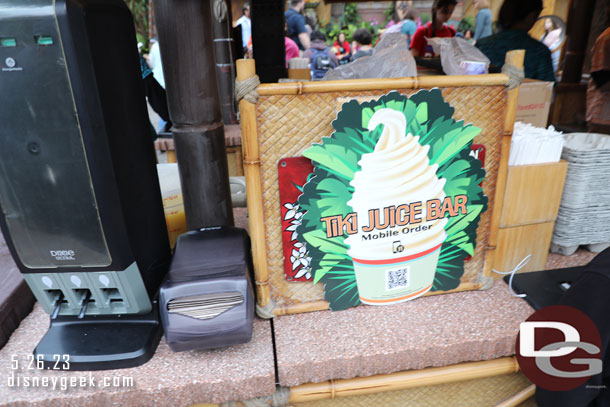 Passing through Adventureland. I do not recall noticing this sign before on the Juice Bar