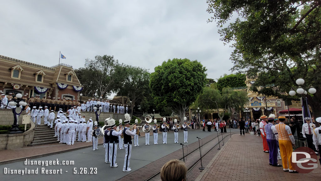 They modified the ceremony slightly with the Band and Dapper Dans being closer to the Train Station and not around the Flag Pole.