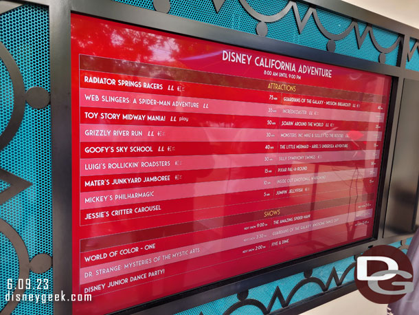 12:39pm - Disney California Adventure wait times