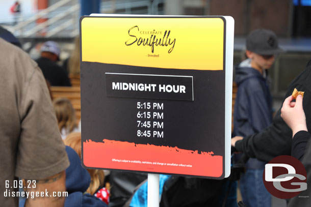 Today In Midnight Hour, but that schedule is not what the app or website has.  That seems to be the non GradNite day schedule