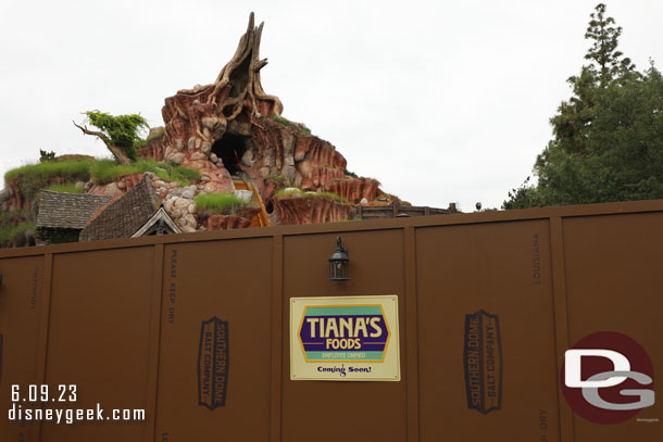 Splash Mountain closed the end of May.  Walls are up the transformation to Tiana's Bayou Adventure is underway.