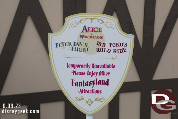 Plenty of signs and cast members in the are to tell you the attractions are closed.