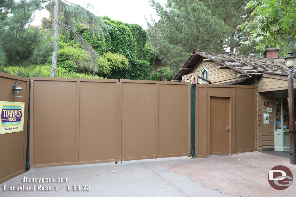 A wall up blocking the entrance to the stores too.