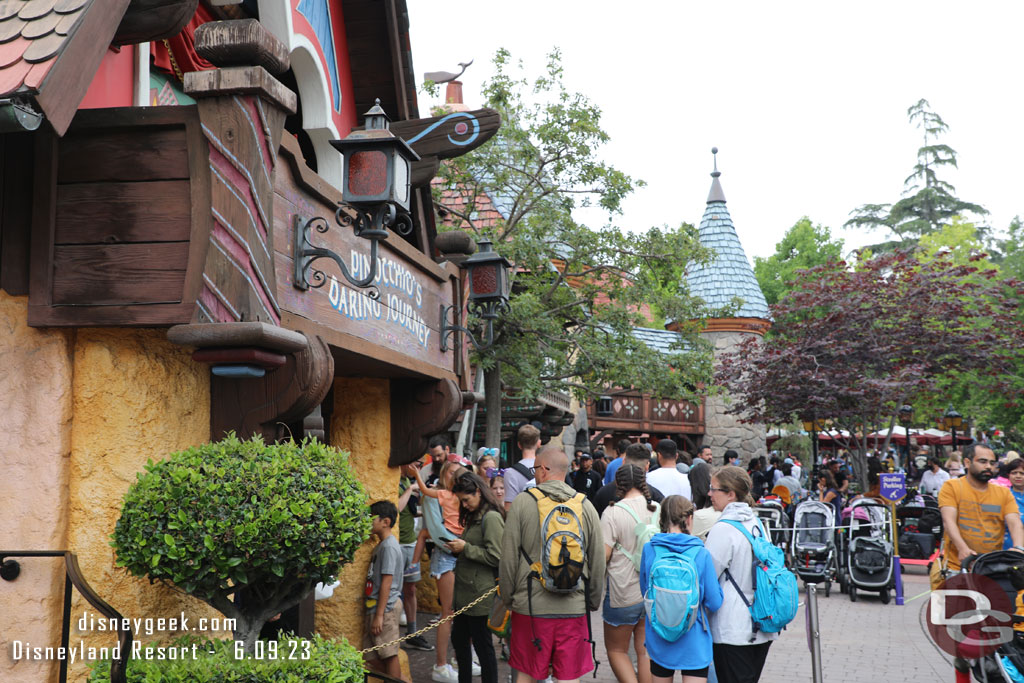 With the closures the queues for Pinocchio and Snow White are longer than usual.