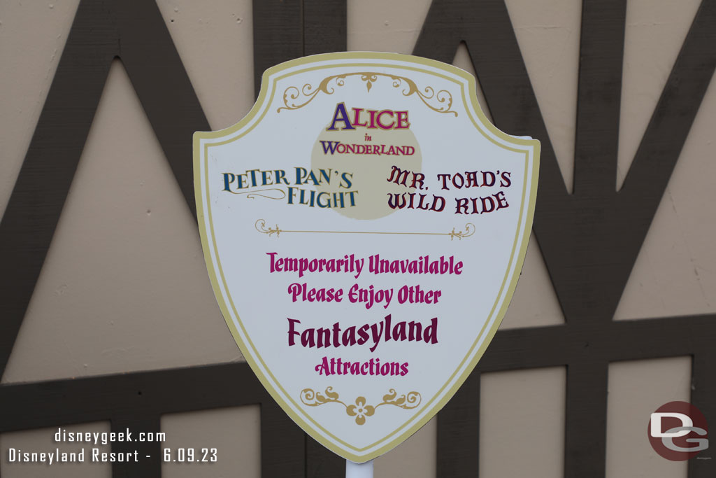 Plenty of signs and cast members in the are to tell you the attractions are closed.