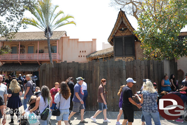 Walls still up at the entrance to Adventureland