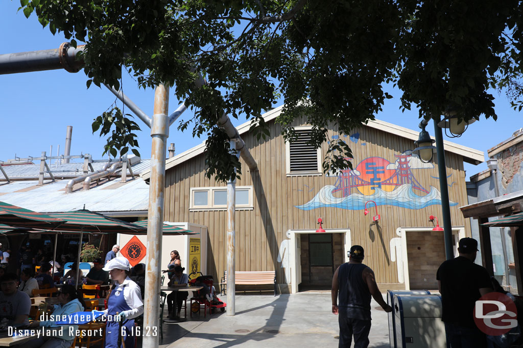 Walls still up on around the drinking fountain