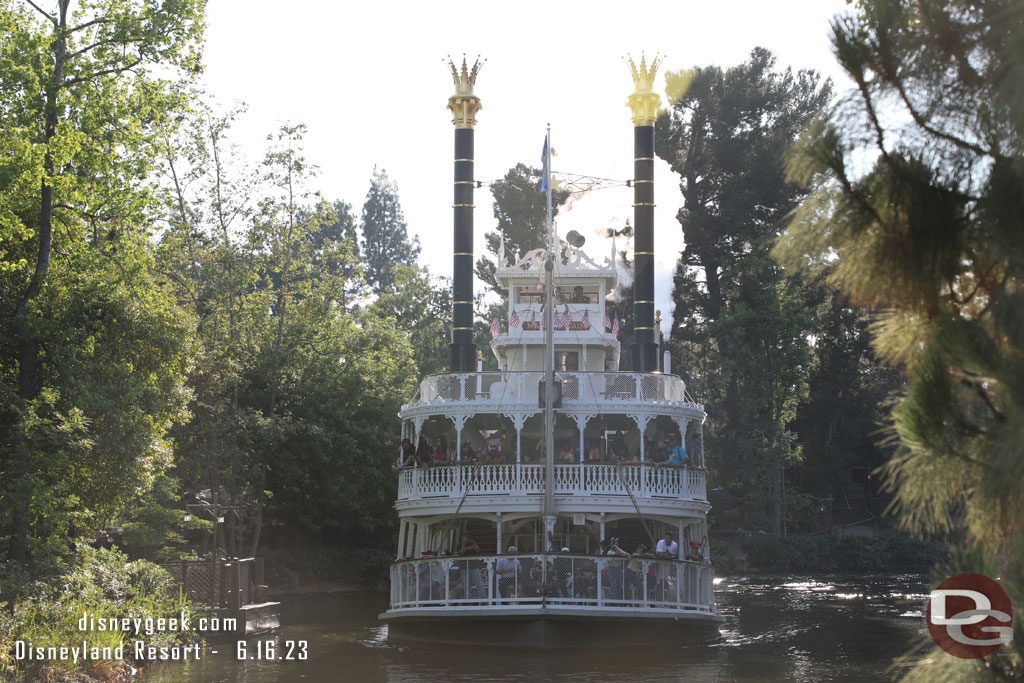 The Mark Twain steaming toward port.  The top deck was closed again.