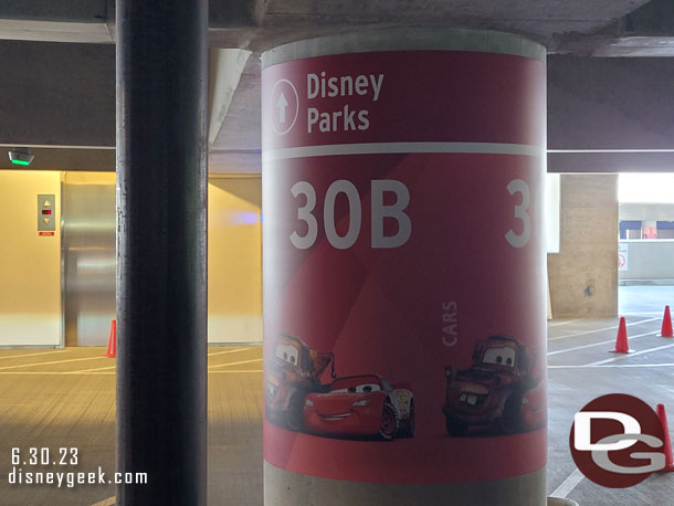 12:03pm - Parked on the Cars Level of the Pixar Pals Parking Structure.