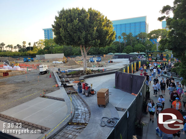 Here you can see the narrow walkway left for Downtown Disney right now.