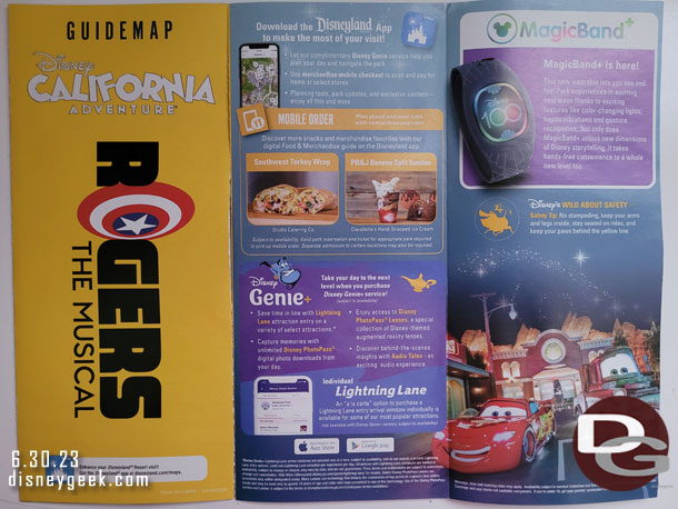 Rogers: The Musical opened today.  The Disney California Adventure guide map features it on the cover.