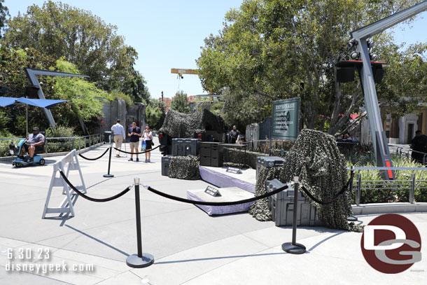 A small stage area set up for Nick Fury to conduct Espionage Training sessions throughout the day.  There is no schedule posted, in the app, or on the website.  But after convincing a cast member that I was not a skrull they told me to look for him around