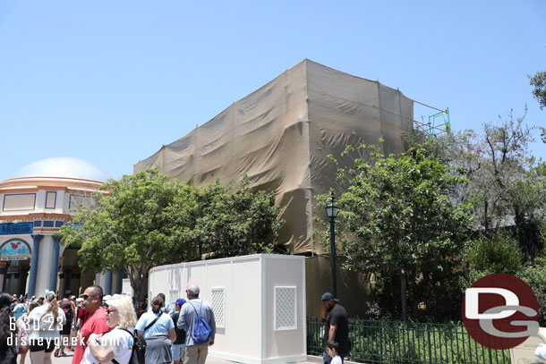 The Embarcadero Gifts and Bay Area are behind scaffolding for some renovation work.