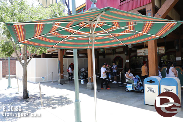 Walls are still up in the former covered seating area next to the pick up windows.