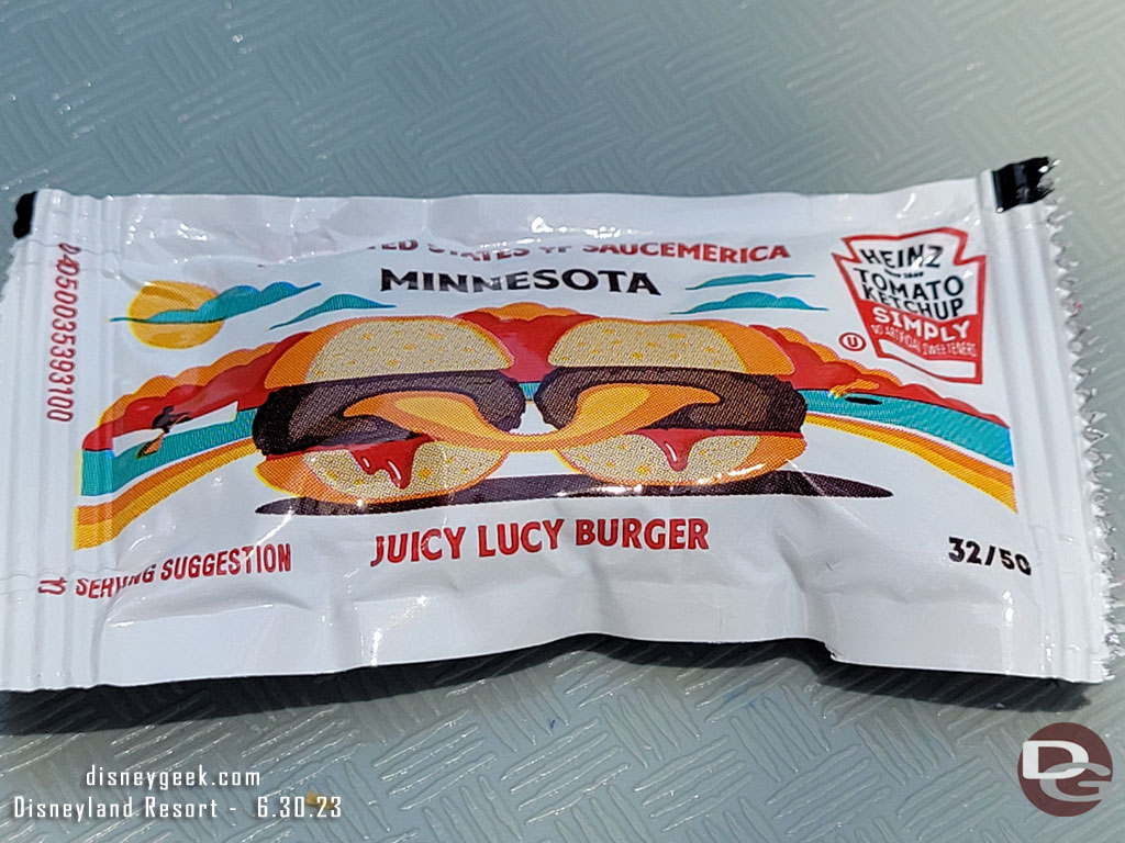 The ketchup packets featured Minnesota today.  All that were in the bin had the same state.