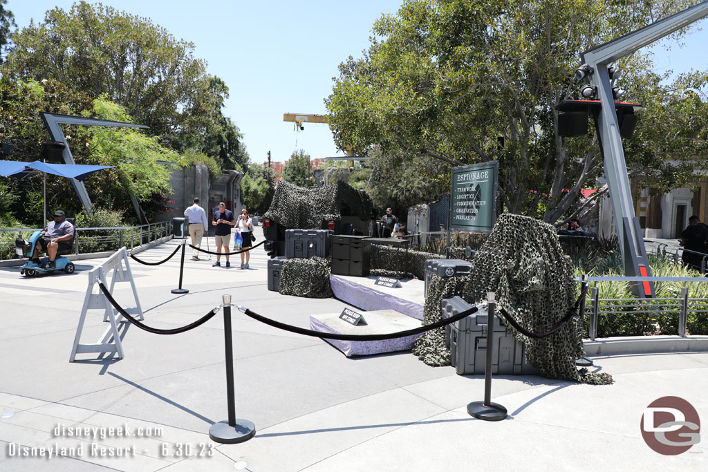 A small stage area set up for Nick Fury to conduct Espionage Training sessions throughout the day.  There is no schedule posted, in the app, or on the website.  But after convincing a cast member that I was not a skrull they told me to look for him around